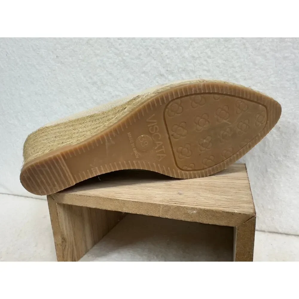 Viscata Barcelona Roses Canvas VCut Espadrille Wedge SZ 38- New W/ Imperfections